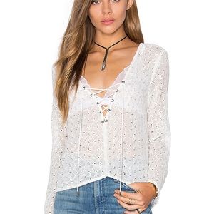 Revolve Lucy Paris Sheer Bell Sleeve Top XS